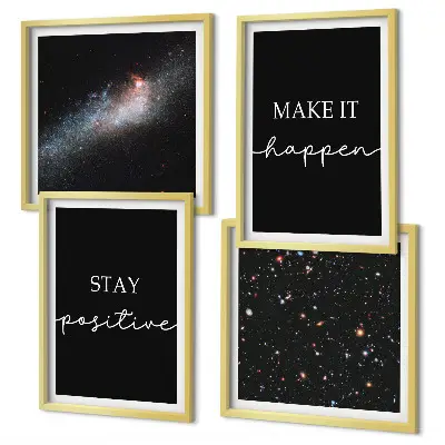 Set de cuadros modernos para salón con eslóganes motivacionales de estrellas y espacio