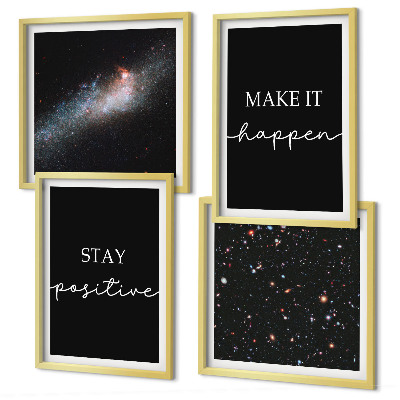 Set de cuadros modernos para salón Eslóganes motivacionales estrellas espacio