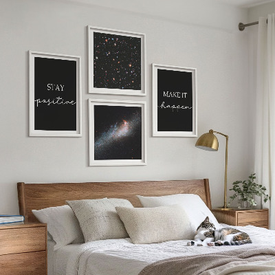 Set de cuadros modernos para salón Eslóganes motivacionales estrellas espacio