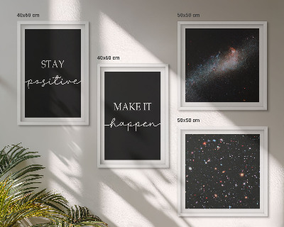 Set de cuadros modernos para salón Eslóganes motivacionales estrellas espacio