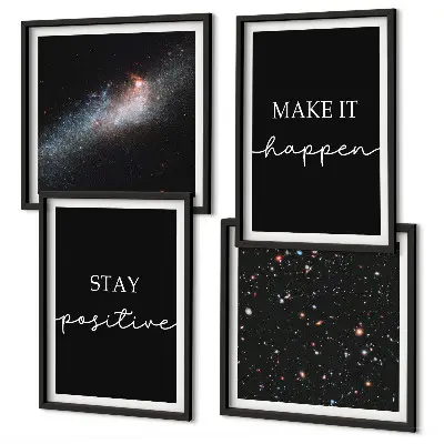 Set de cuadros modernos para salón con eslóganes motivacionales de estrellas y espacio