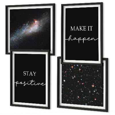 Set de cuadros modernos para salón Eslóganes motivacionales estrellas espacio