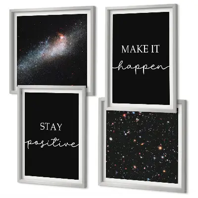Set de cuadros modernos para salón con eslóganes motivacionales de estrellas y espacio