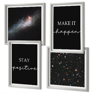 Set de cuadros modernos para salón Eslóganes motivacionales estrellas espacio