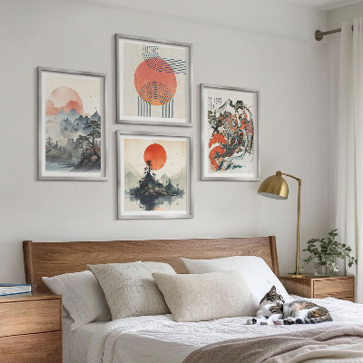 Set de cuadros modernos para salón Paisajes asiáticos japandi
