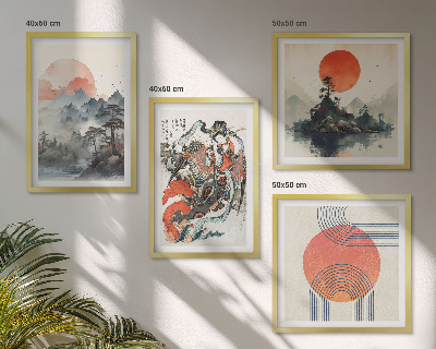 Set de cuadros modernos para salón Paisajes asiáticos japandi