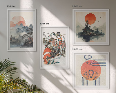 Set de cuadros modernos para salón Paisajes asiáticos japandi