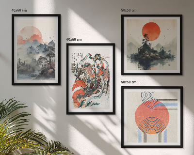 Set de cuadros modernos para salón Paisajes asiáticos japandi