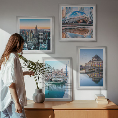 Set de 4 cuadros para salón Arquitectura de ciudades sobre el agua