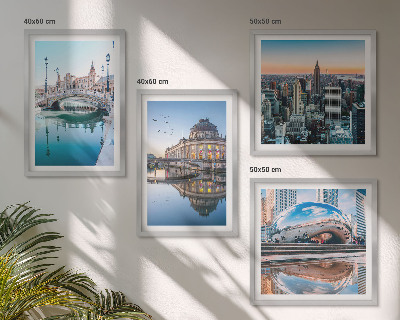 Set de 4 cuadros para salón Arquitectura de ciudades sobre el agua