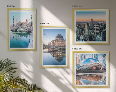 Set de 4 cuadros para salón Arquitectura de ciudades sobre el agua