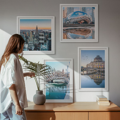 Set de 4 cuadros para salón Arquitectura de ciudades sobre el agua