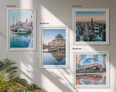 Set de 4 cuadros para salón Arquitectura de ciudades sobre el agua