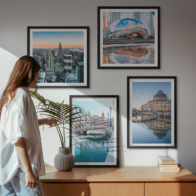 Set de 4 cuadros para salón Arquitectura de ciudades sobre el agua