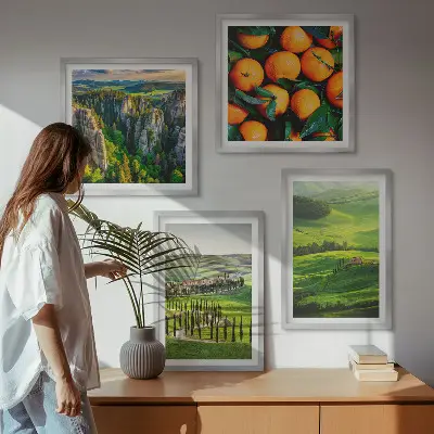 Galería de pared naranjas en un paisaje natural del campo italiano