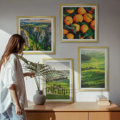 Galería de pared naranjas en un paisaje natural del campo italiano