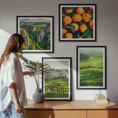 Galería de pared naranjas en un paisaje natural del campo italiano