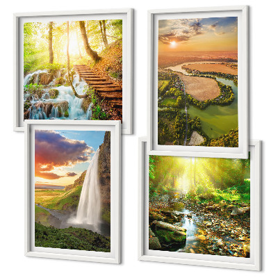 Set de cuadros modernos para salón Cascada de Orange Mountain