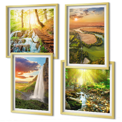 Set de cuadros modernos para salón Cascada de Orange Mountain