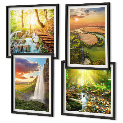 Set de cuadros modernos para salón Cascada de Orange Mountain