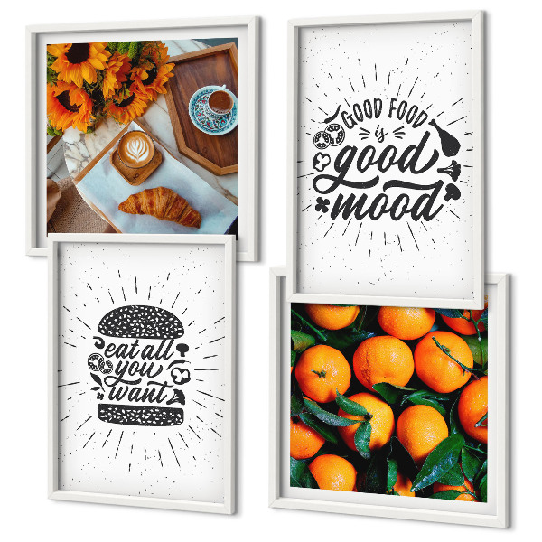 Set de 4 cuadros para salón Cocina de naranjas jugosas