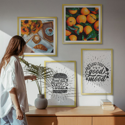 Set de 4 cuadros para salón Cocina de naranjas jugosas