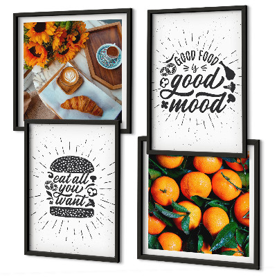 Set de 4 cuadros para salón Cocina de naranjas jugosas