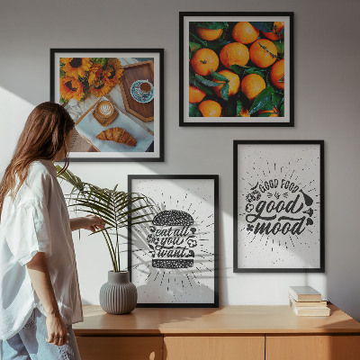 Set de 4 cuadros para salón Cocina de naranjas jugosas
