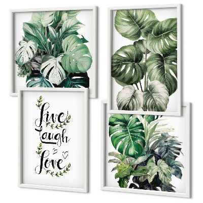 Set de cuadros modernos para salón Las plantas de hojas verdes viven, ríen y aman.