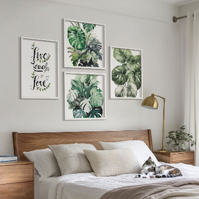 Set de cuadros modernos para salón Las plantas de hojas verdes viven, ríen y aman.