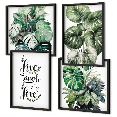 Set de cuadros modernos para salón Las plantas de hojas verdes viven, ríen y aman.
