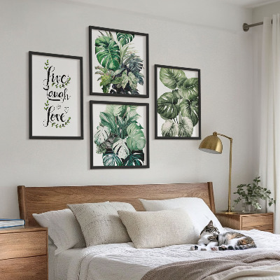 Set de cuadros modernos para salón Las plantas de hojas verdes viven, ríen y aman.