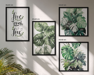 Set de cuadros modernos para salón Las plantas de hojas verdes viven, ríen y aman.