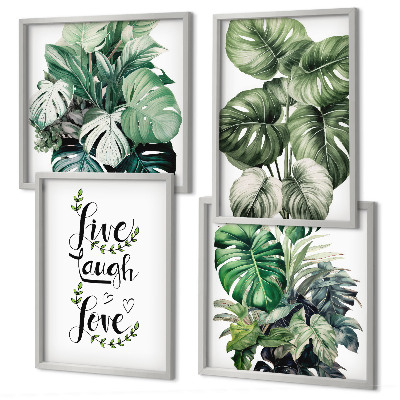 Set de cuadros modernos para salón Las plantas de hojas verdes viven, ríen y aman.