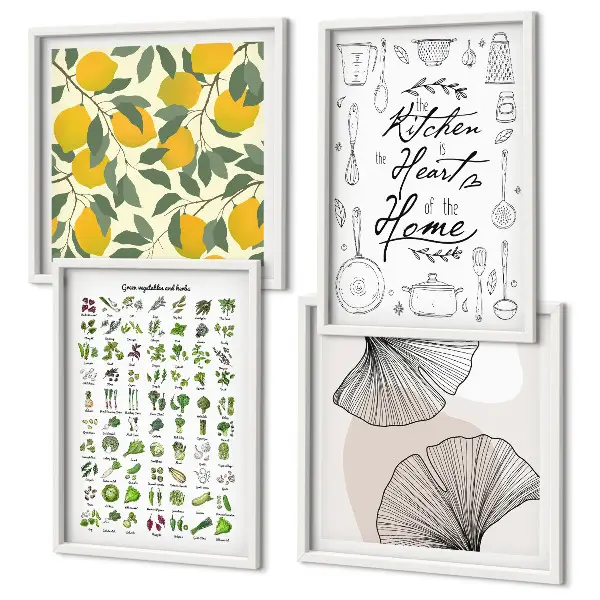 Pintura de limón con hierbas de cocina galería de pared