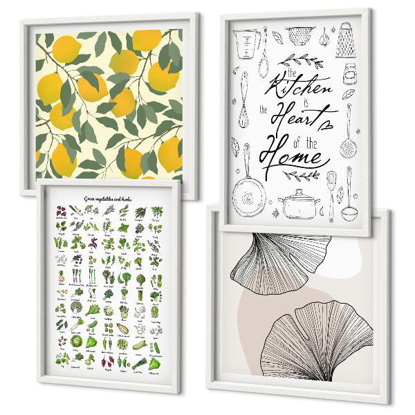 Galería de pared Pintura de limón con hierbas de cocina