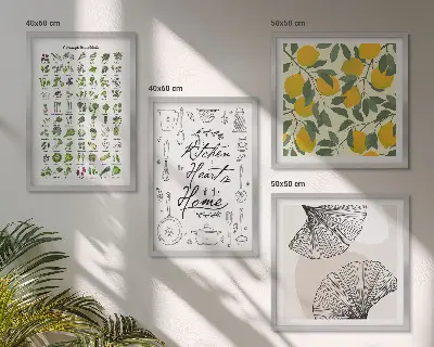 Pintura de limón con hierbas de cocina galería de pared