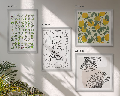 Galería de pared Pintura de limón con hierbas de cocina