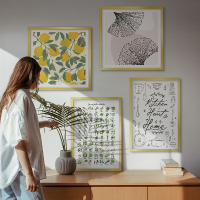 Galería de pared Pintura de limón con hierbas de cocina