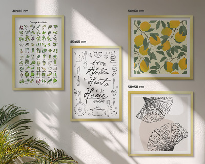 Galería de pared Pintura de limón con hierbas de cocina
