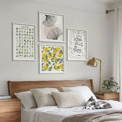 Pintura de limón con hierbas de cocina galería de pared