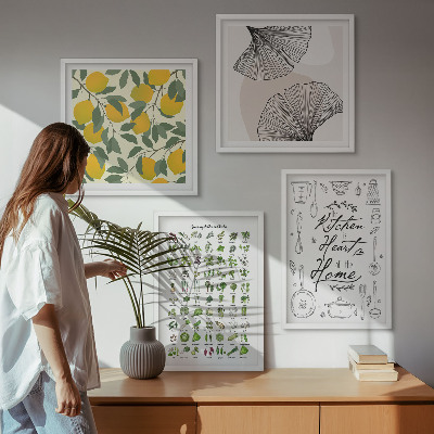 Galería de pared Pintura de limón con hierbas de cocina