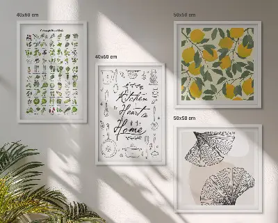 Pintura de limón con hierbas de cocina galería de pared