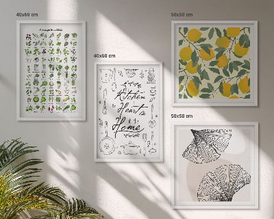 Galería de pared Pintura de limón con hierbas de cocina