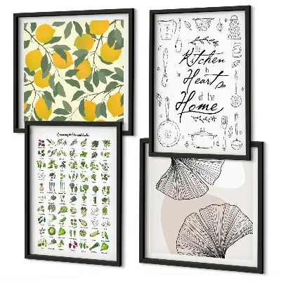 Pintura de limón con hierbas de cocina galería de pared