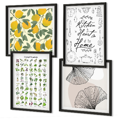 Galería de pared Pintura de limón con hierbas de cocina