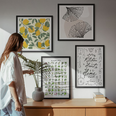 Galería de pared Pintura de limón con hierbas de cocina