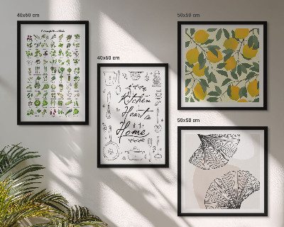 Galería de pared Pintura de limón con hierbas de cocina