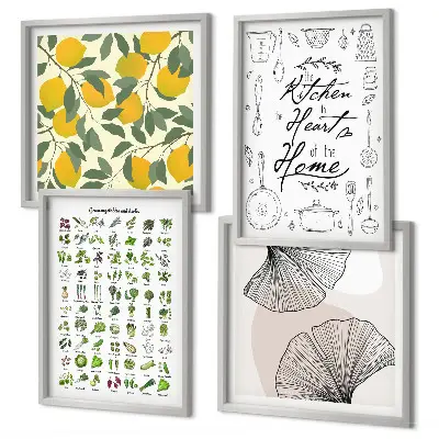 Pintura de limón con hierbas de cocina galería de pared