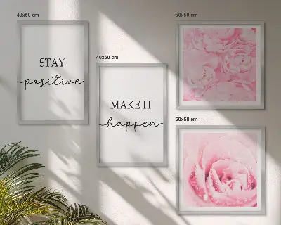 Set de cuadros modernos para salón diseño de flores rosas minimalistas